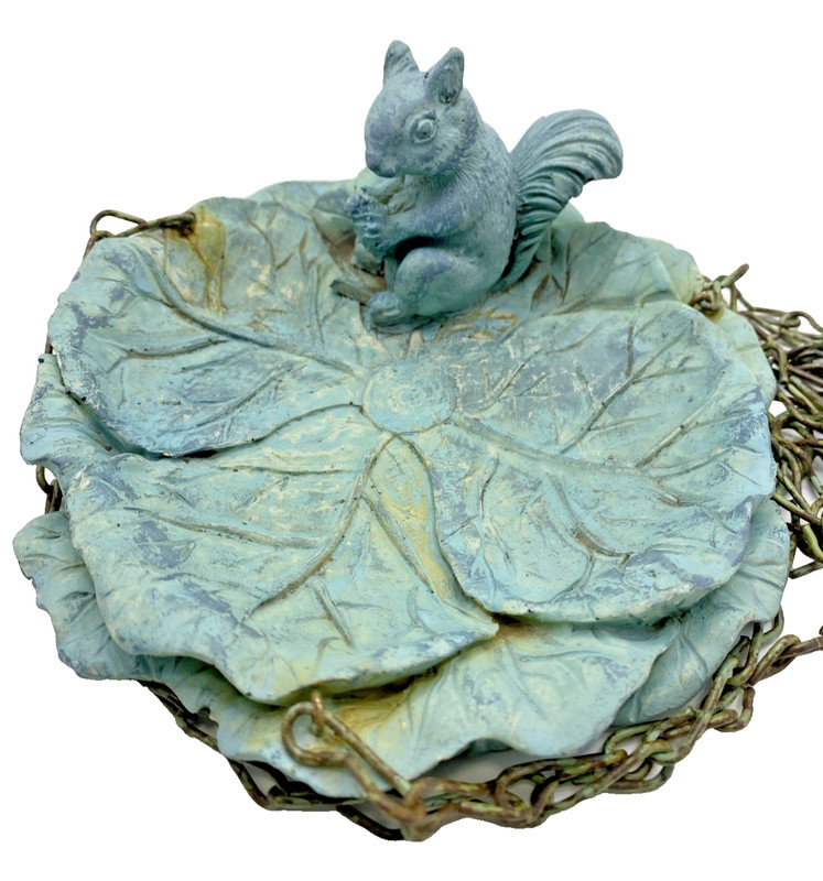 Hanging Bird Feeder, Squirrel Antique Green, Poly Resin Finish gallery