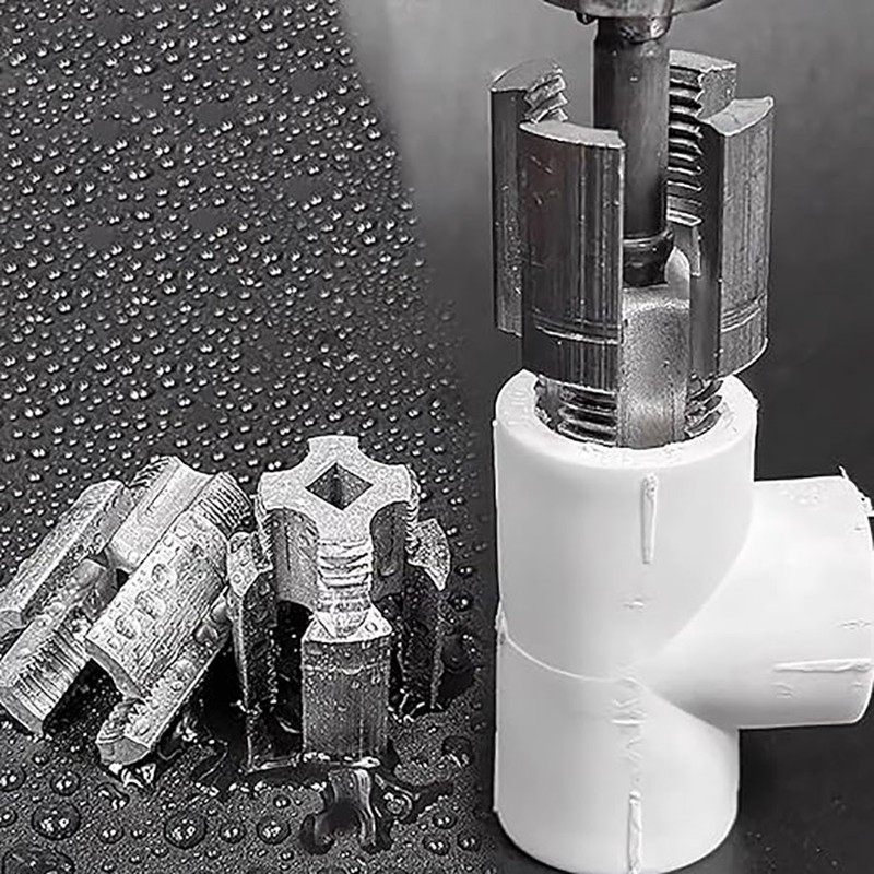 Integrated Internal & External Pipe Threading Tool Steel PVC Pipe Threader Kit gallery