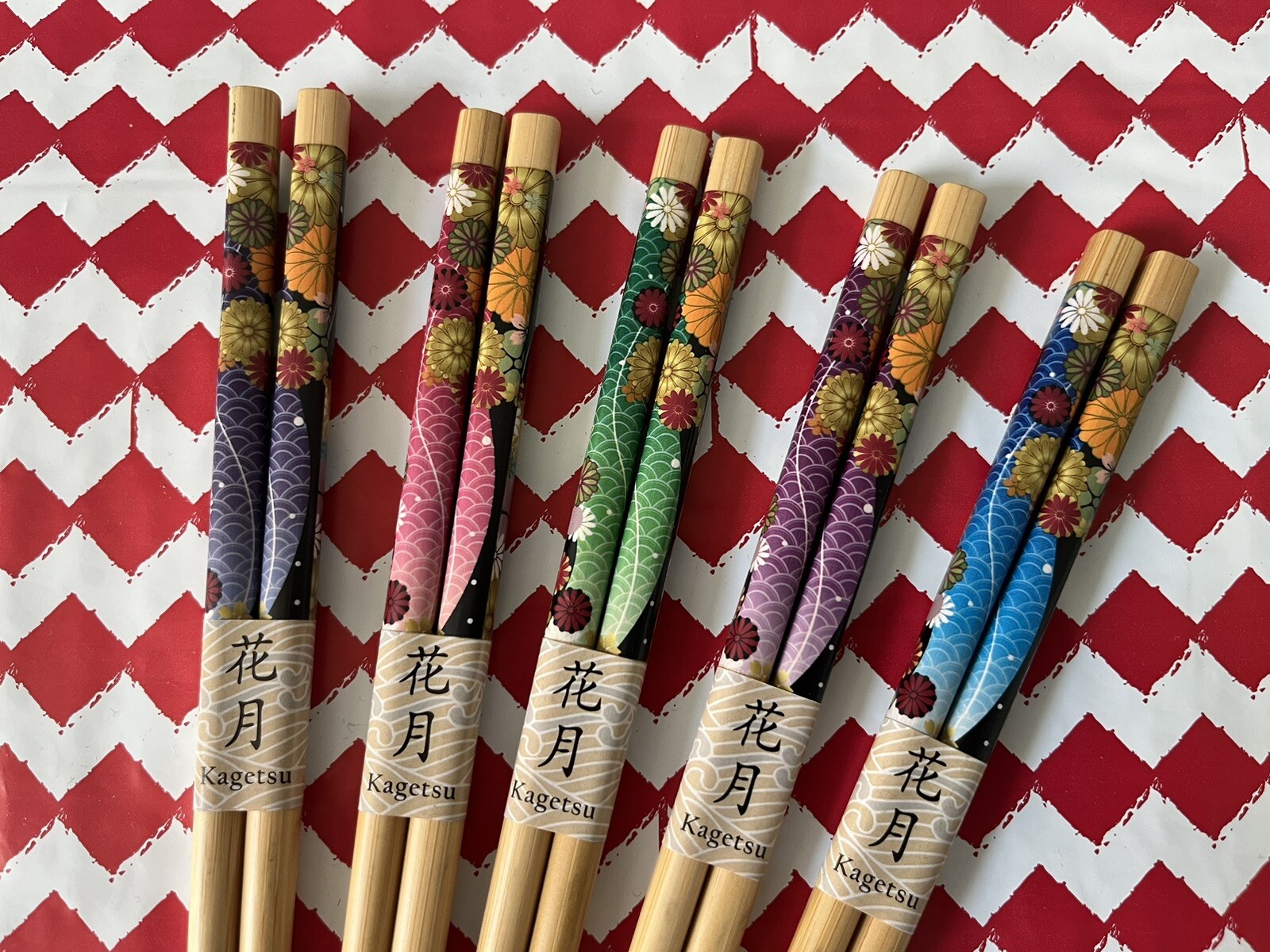 Japanese Multi Color STUNNING Flowers Chopsticks with Free Handmade Silk Holder gallery
