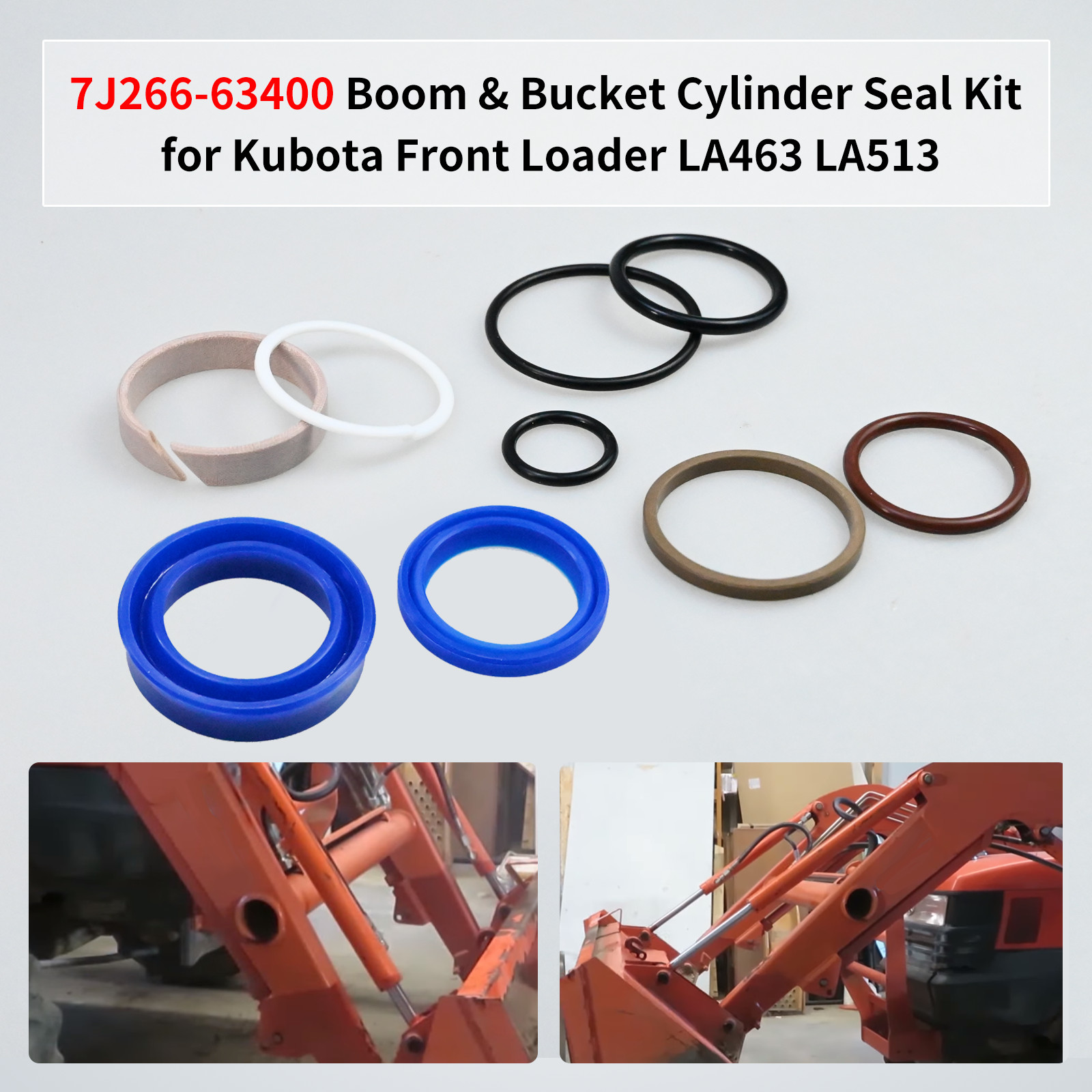 7J266-63400 For Kubota Front Loader LA463 LA513 Cylinder Seal Kit gallery