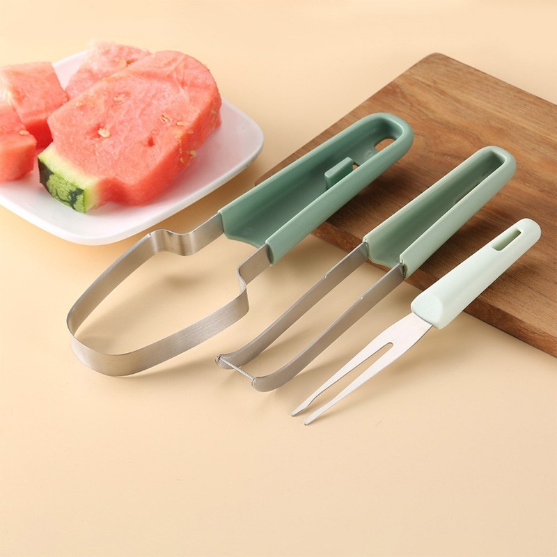 Multipurpose Watermelon Cutter Slicer Tool Popsicle Fork Knife Fruit Cutter US gallery