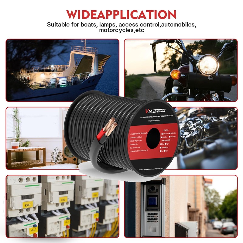 14 Gauge 2 Conductor Electrical Wire, 14 AWG 2.08mm 14AWG-30FT, Red&Black gallery