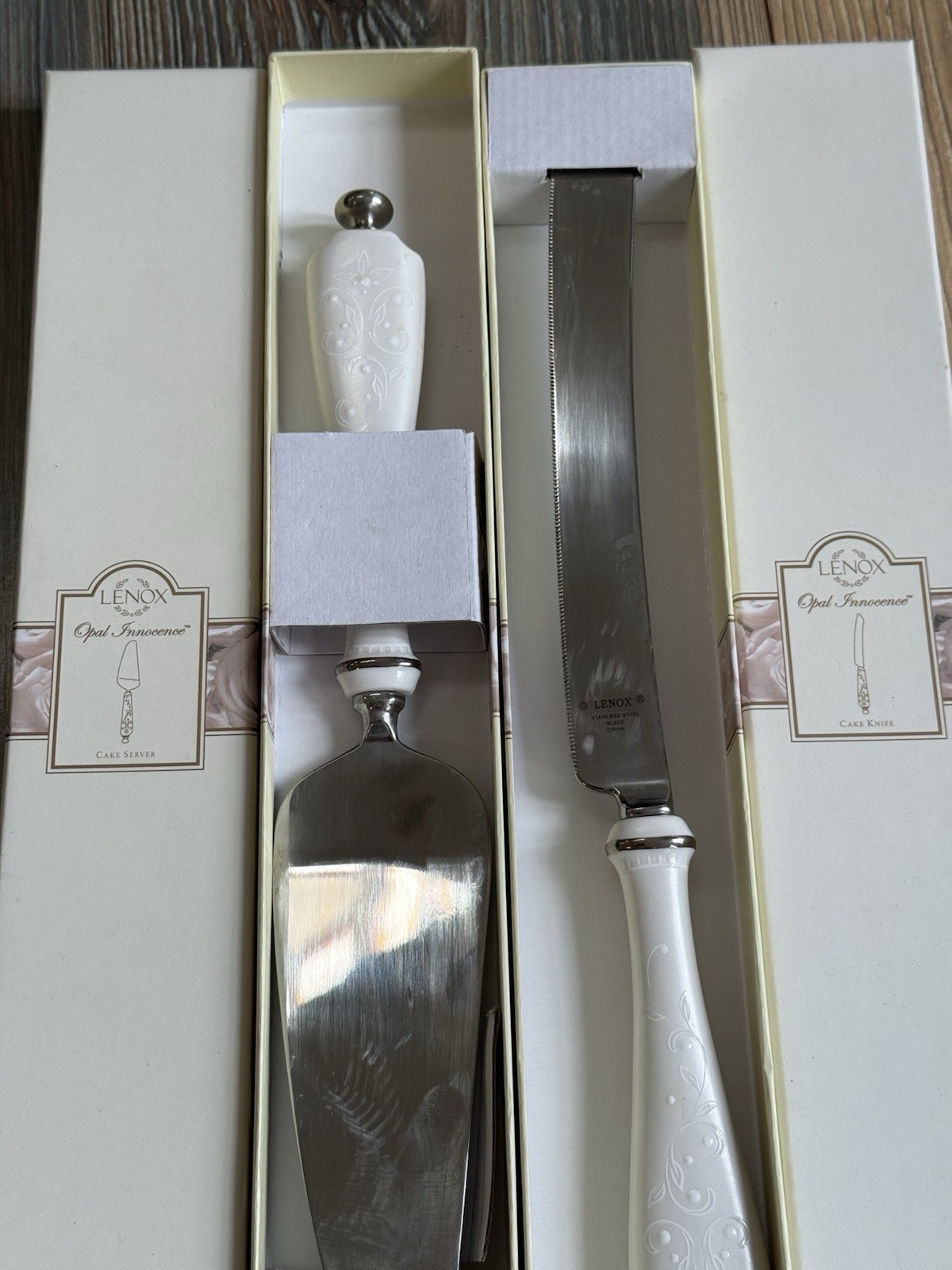 Lenox “Opal Innocence" Cake Server & Knife 2 pcs. ~ #6225965(57) W Boxes gallery