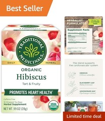 Mindfully-Made Organic Hibiscus Tea – 16 Count – Supports Heart Health Naturally