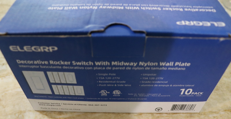 10 Pk ELEGRP Decorative Rocker Switch Single Pole 15A 120V/277V Res. Grade gallery