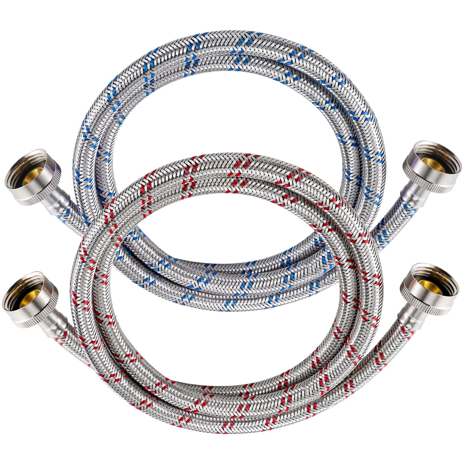4 Ft Washing Machine Hoses, 2 Pack Premium Stainless Steel Washer Hose, Explosio gallery