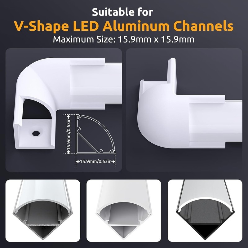 90 Degree Corner Connectors for V Shape LED Channels - Complete Connector Kit gallery