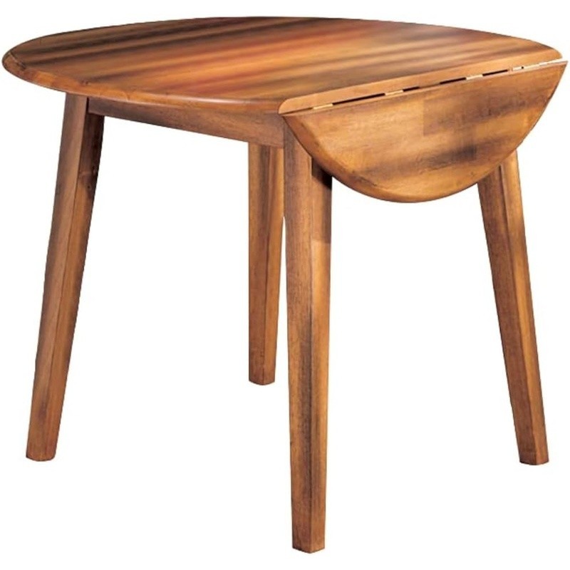 Round Drop Leaf Dining Table Rustic Furniture Small Space Kitchen Table Seats 4 gallery
