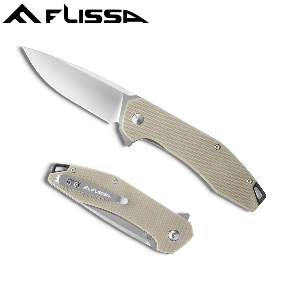 FLISSA Pocket Folding Tactical Knife W/G10 Handle D2 Blades Liner Lock EDC Knife gallery