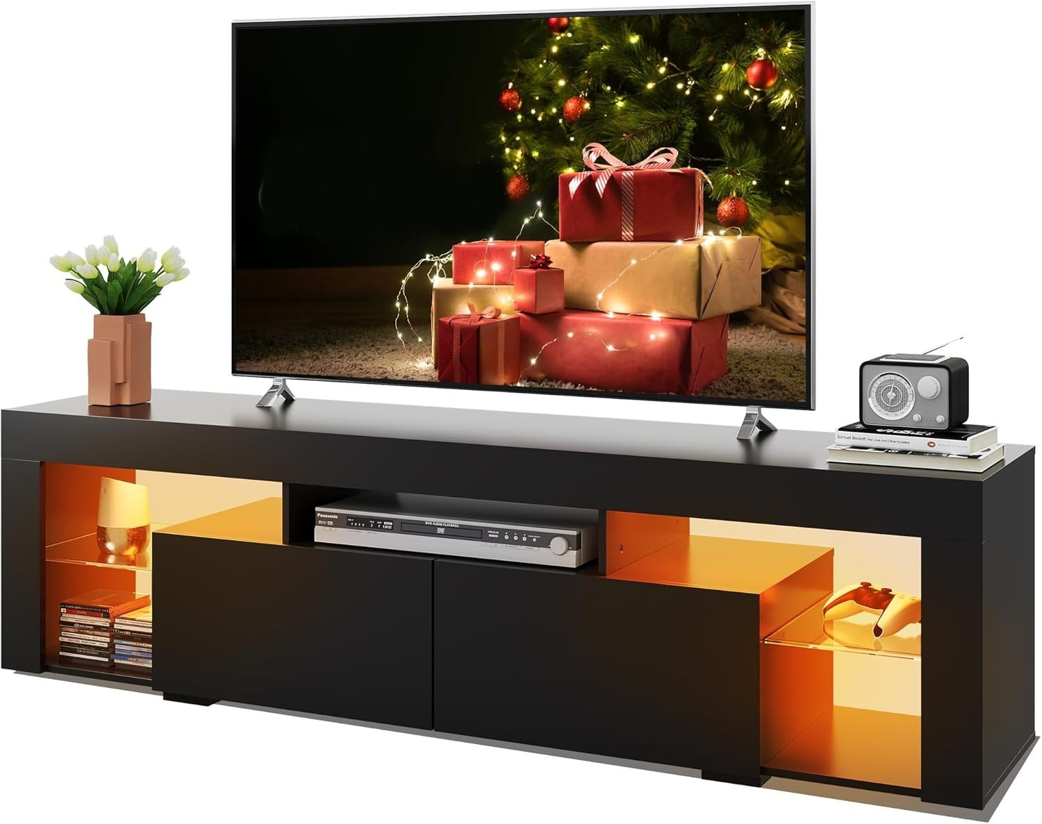 63" LED TV Stand for 50-75 Inch TVs Modern Media Console Cabinet Black FREE SHIP gallery
