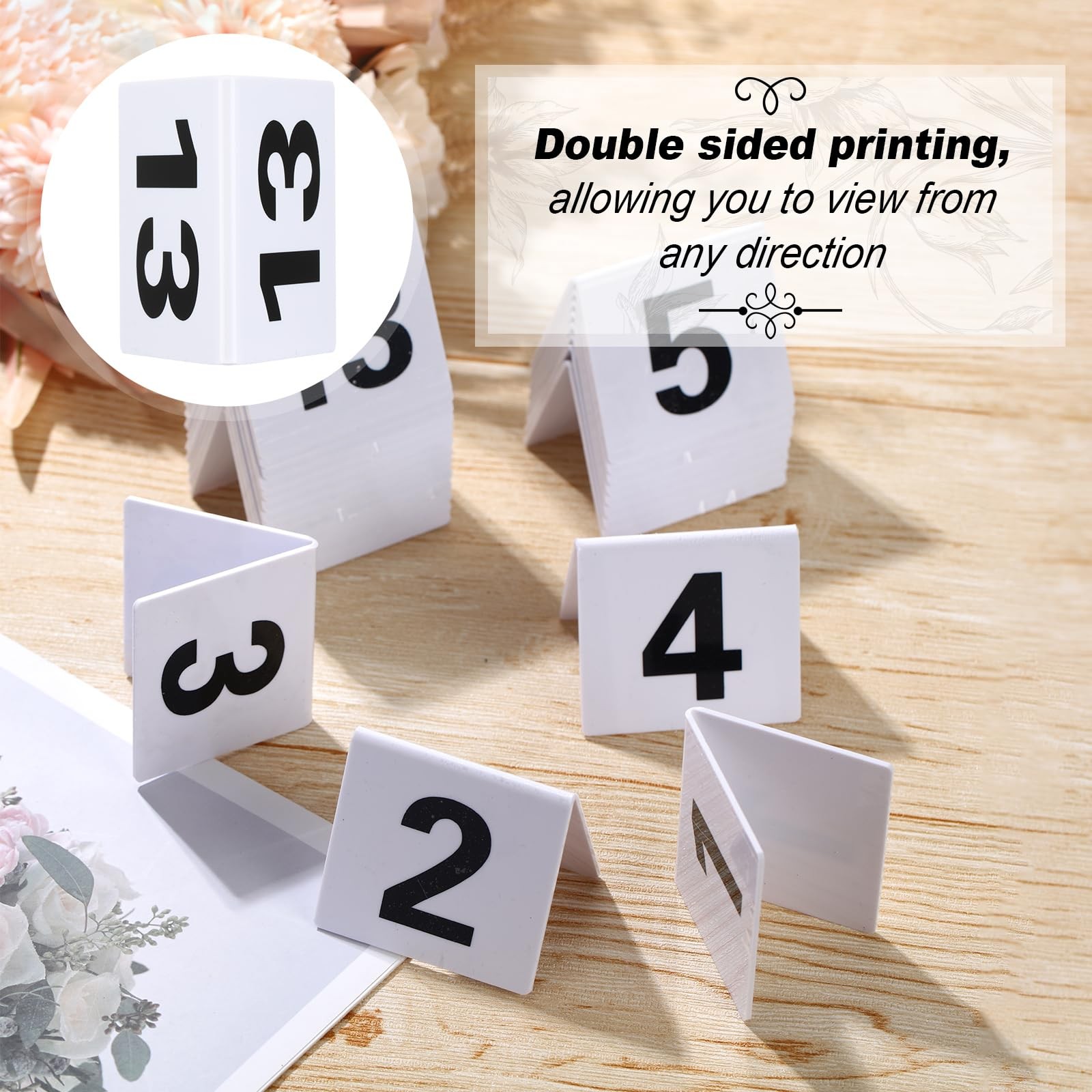 Tuanse Table Numbers 1-25 Acrylic Double 2.5 x 2.17 x 2 inches, White, Black gallery