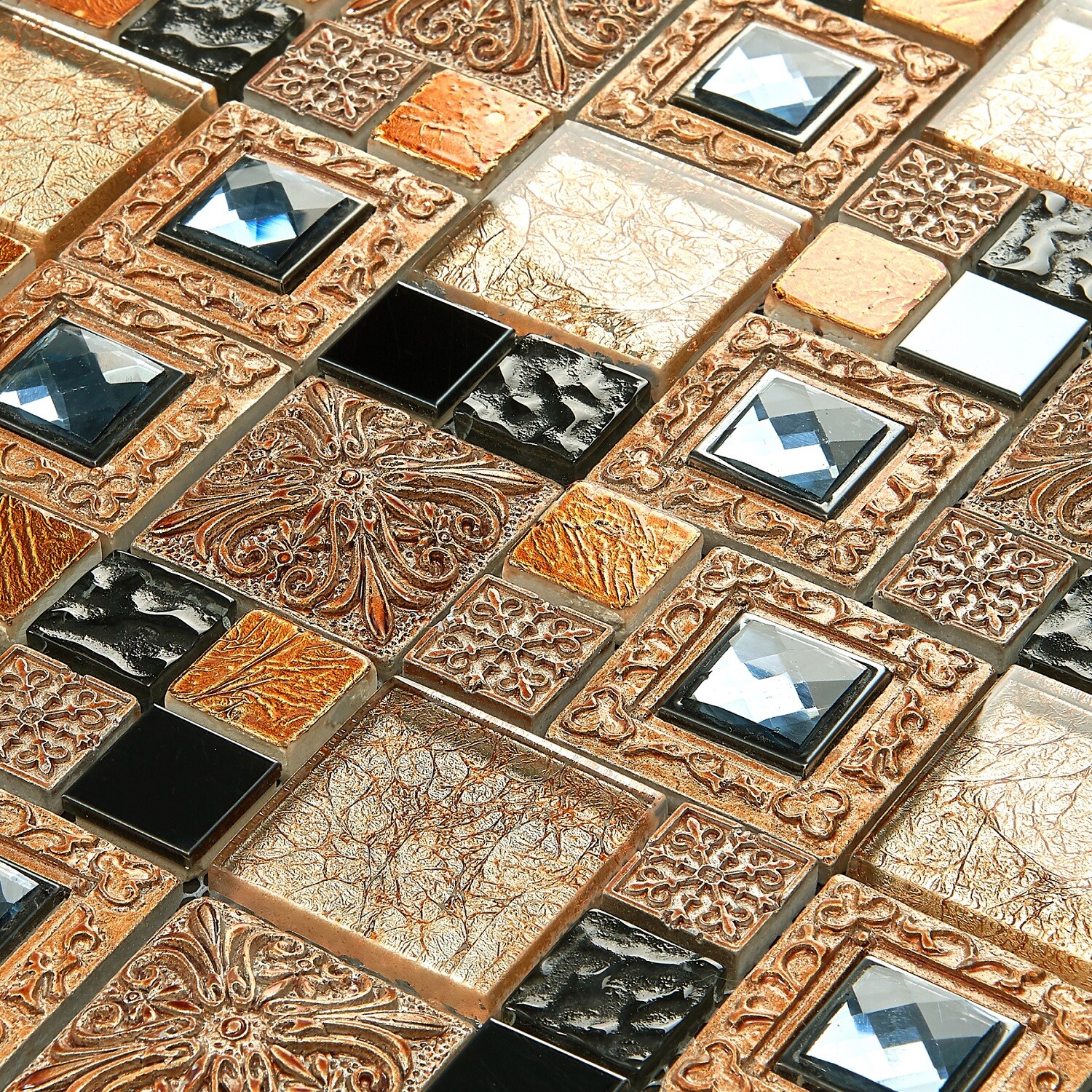 Simple Tile - Glass & Stone Mosaic Tile For Kitchen Backsplash, GM 8306-Pyramid gallery
