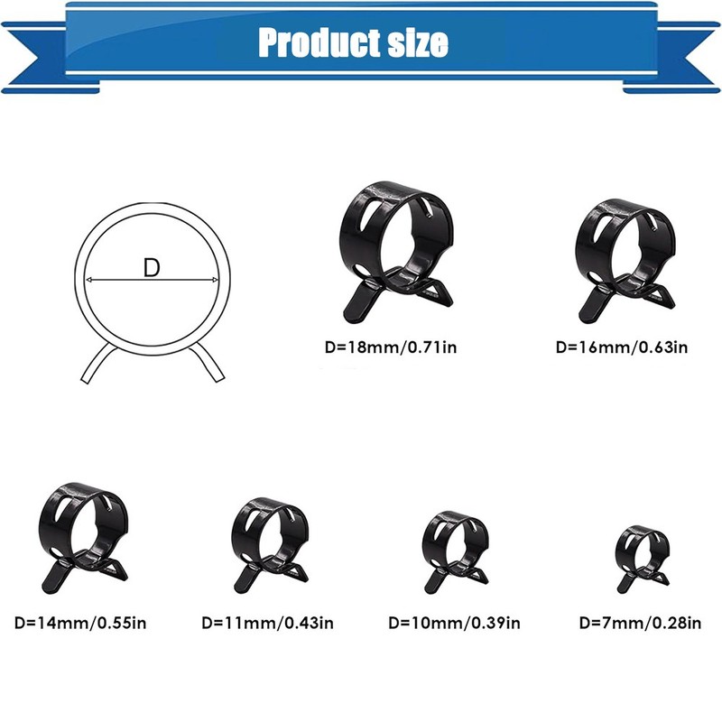 Self Clamping Spring Hose Clips Carbon Steel Clamps Sealing Radiator Heater OEM gallery