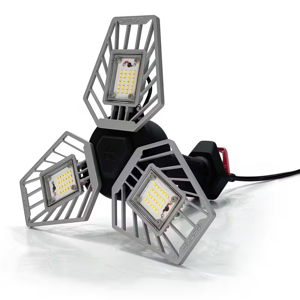 LED Shop Light 5000 Lumens Tri Head Work Light Adjustable Garage Drop Light Hook gallery