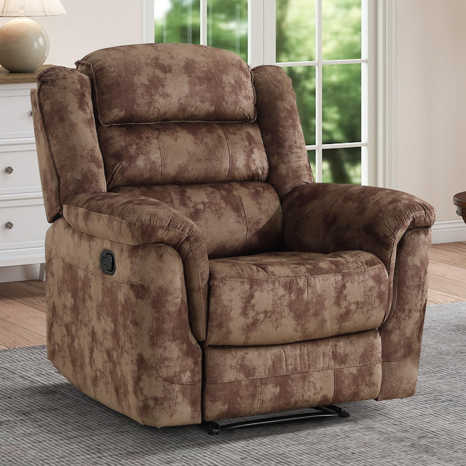 EBELLO Manual Recliner Chair, Soft Fabric Recliner Sofa with Overstuffed Armrest gallery