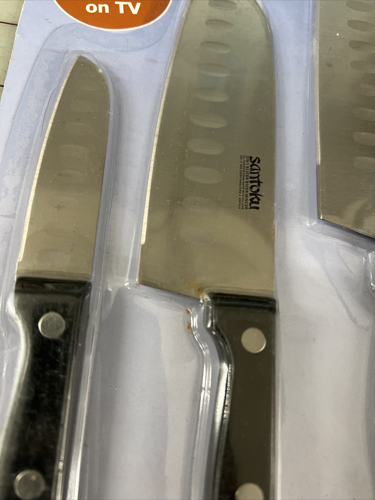 3 MasterChef DuraCut SANTOKU 7-5-3 Inches Knives Black Handle NEW gallery