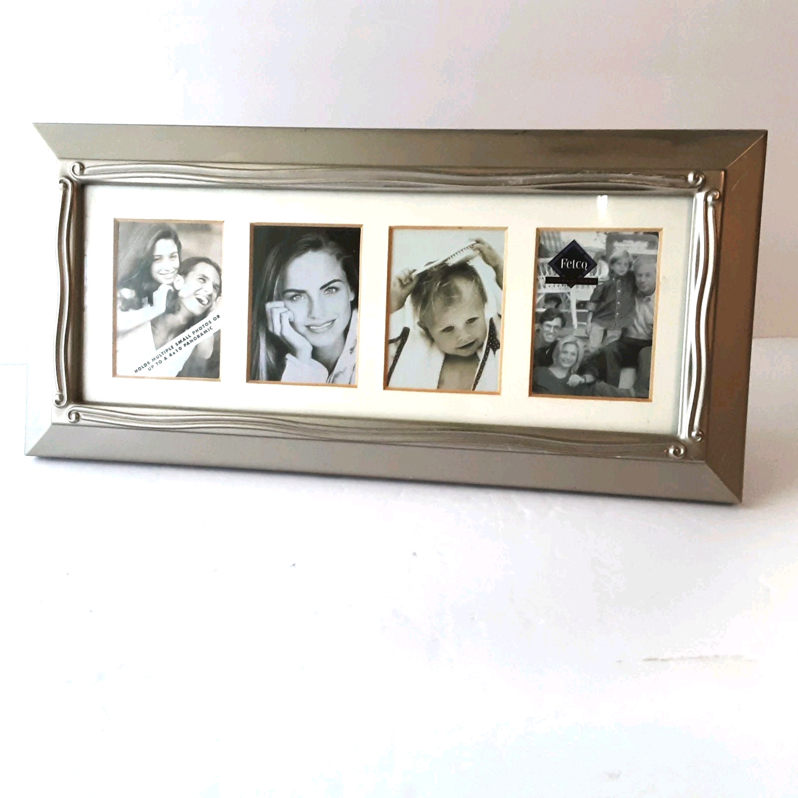 FETCO Pewter Panoramic Picture Frame 4x10 Multiple 4 Photos Matte Silver Tone gallery