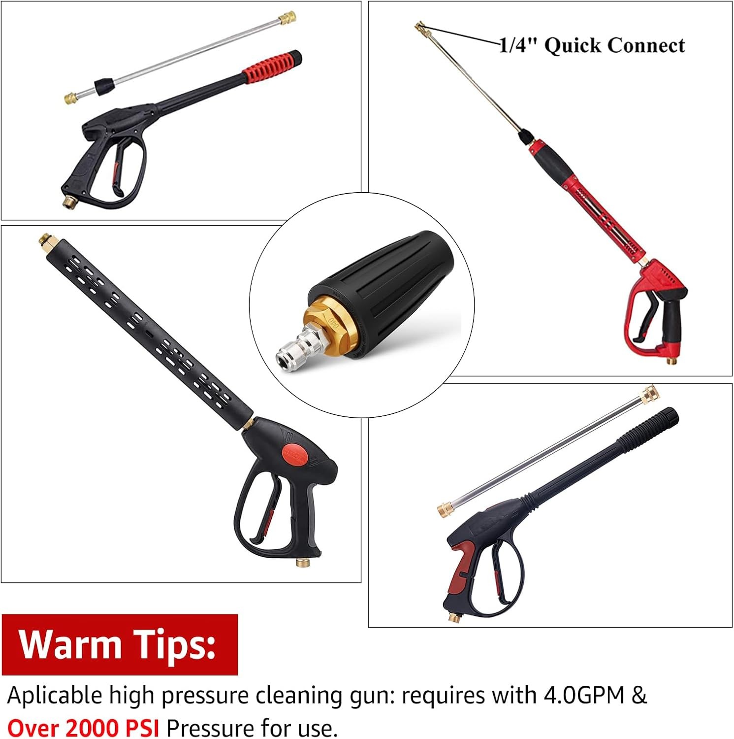 Turbo Rotary Nozzle for Pressure Washers - 4000 PSI Attachment Tips gallery