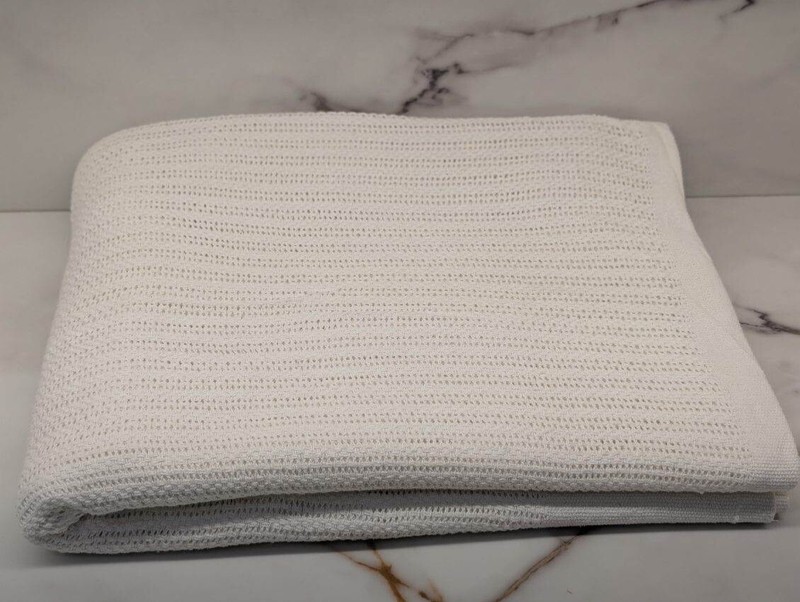 100% Cotton Knit throw Blanket – Soft, Breathable & Lightweight – Cream White gallery