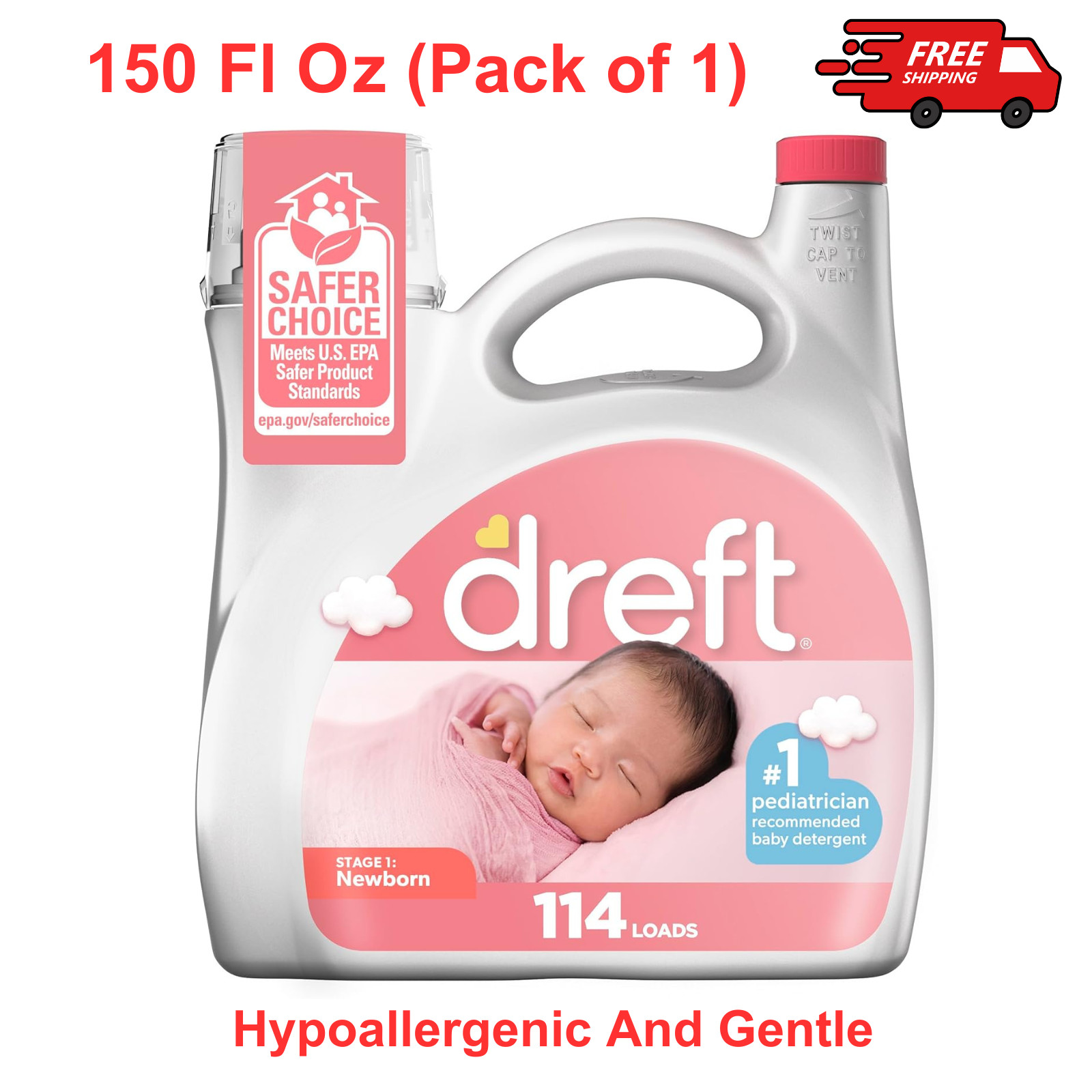Stage 1: Newborn Baby Laundry Detergent Liquid, Hypoallergenic, HE 114 Loads gallery