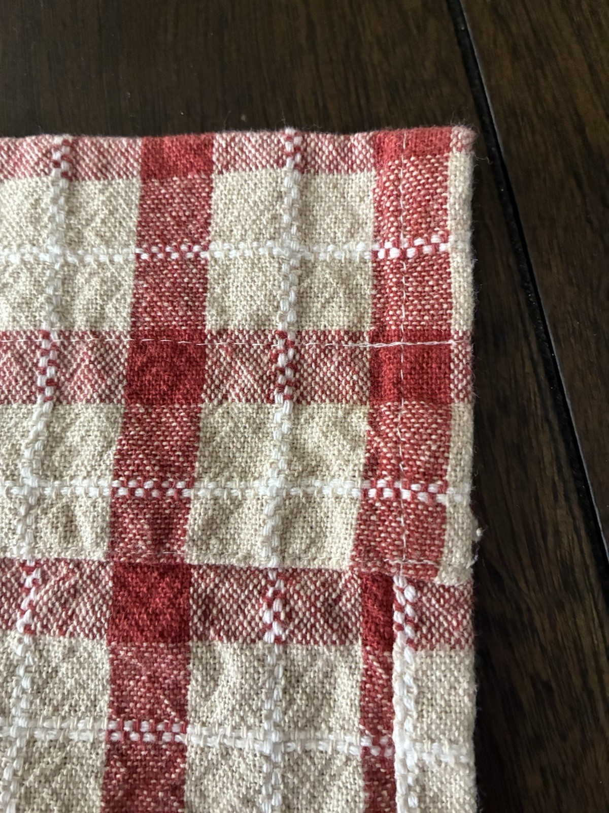Red White Tan Plaid:Check 100 % Cotton Curtain Valance Cottage Rustic gallery
