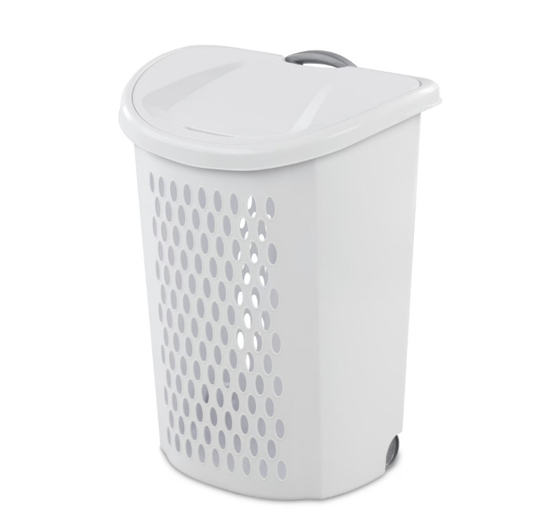 Sterilite Ultra Wheeled Laundry Hamper with Handle & Wheels, White Plastic gallery
