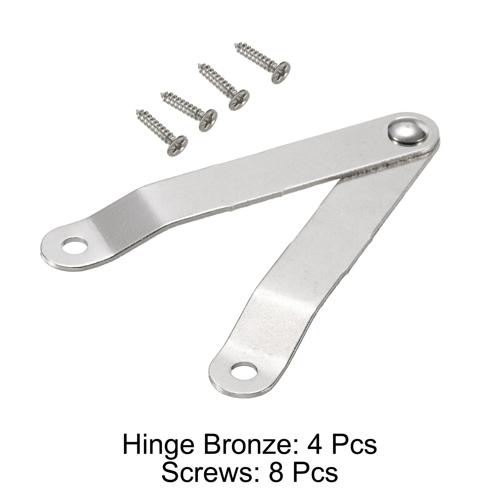 4pcs Lid Folding Support Hinges Silver(Folded L 2.6"/65mm, Plate W 0.4"/10mm) gallery