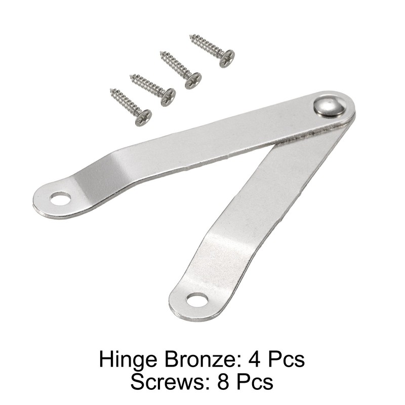 4pcs Lid Folding Support Hinges Silver(Folded L 2.6"/65mm, Plate W 0.4"/10mm) gallery