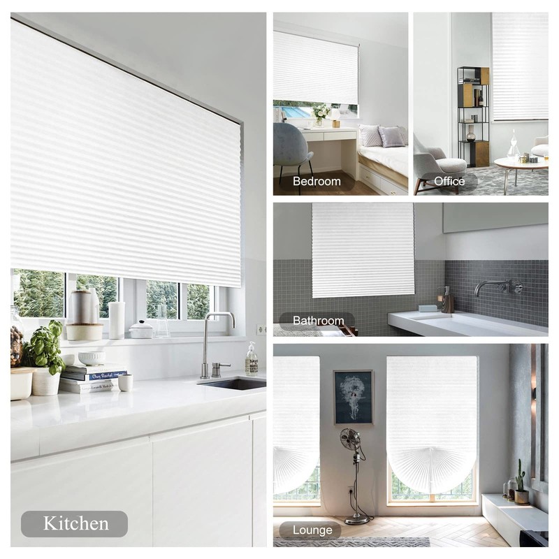 Pleated Window Shades,Temporary Blinds 24"W x 59"H, White-1 Pack gallery