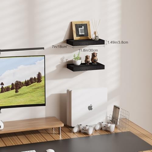 Floating Shelves Bathroom for Wall, Bathroom Shelves Over 12"(set of 2) Black gallery