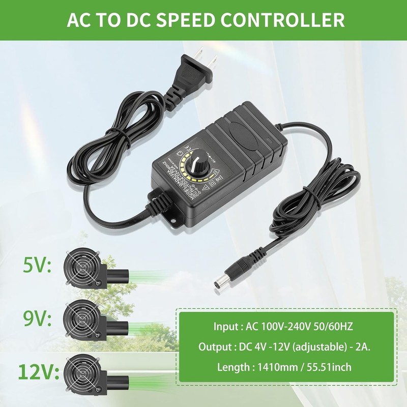 97mm x 33mm 12V/AC Variable Speed Centrifugal Fan for BBQ, Fireplaces, Camping gallery