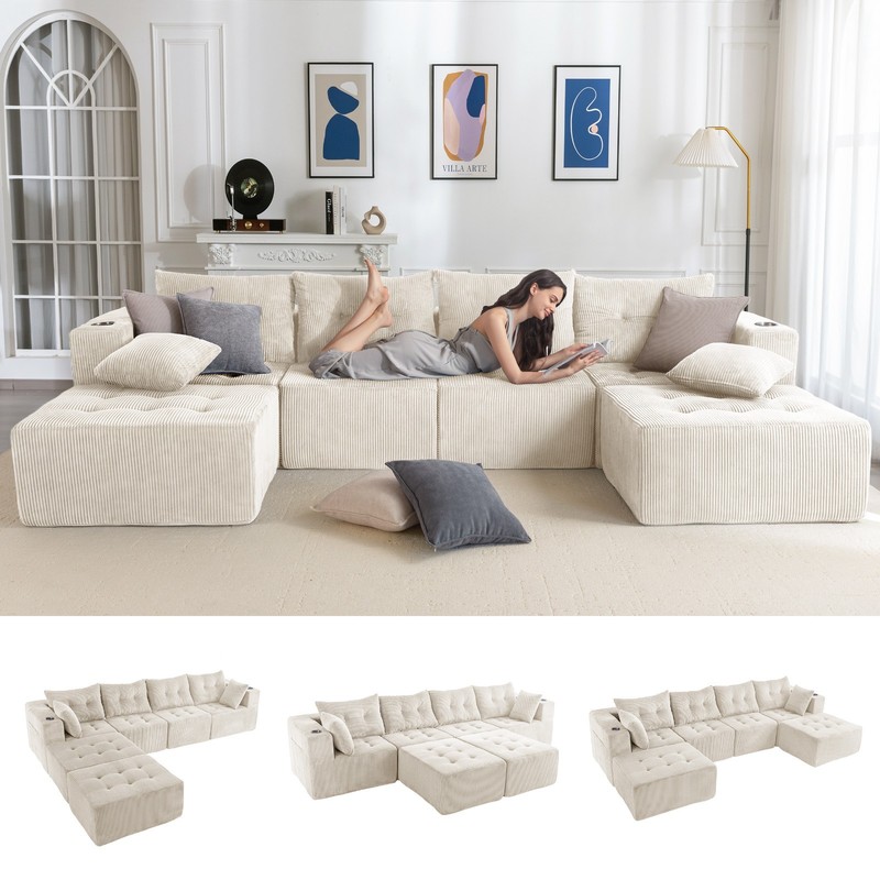 MAXYOYO Cloud Modular Sofa ,Versatile Sectional Couch Sofa with Ottoman gallery