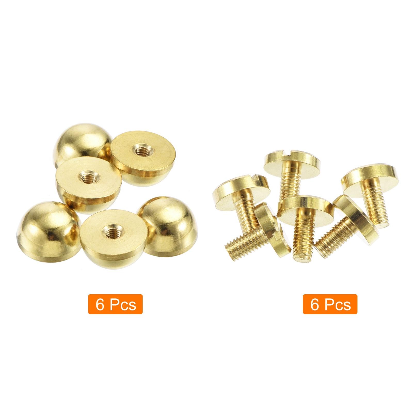 12x7mm Round Studs Rivet Purse Handbag Feet Nails Brass Leather Craft DIY 6pcs gallery