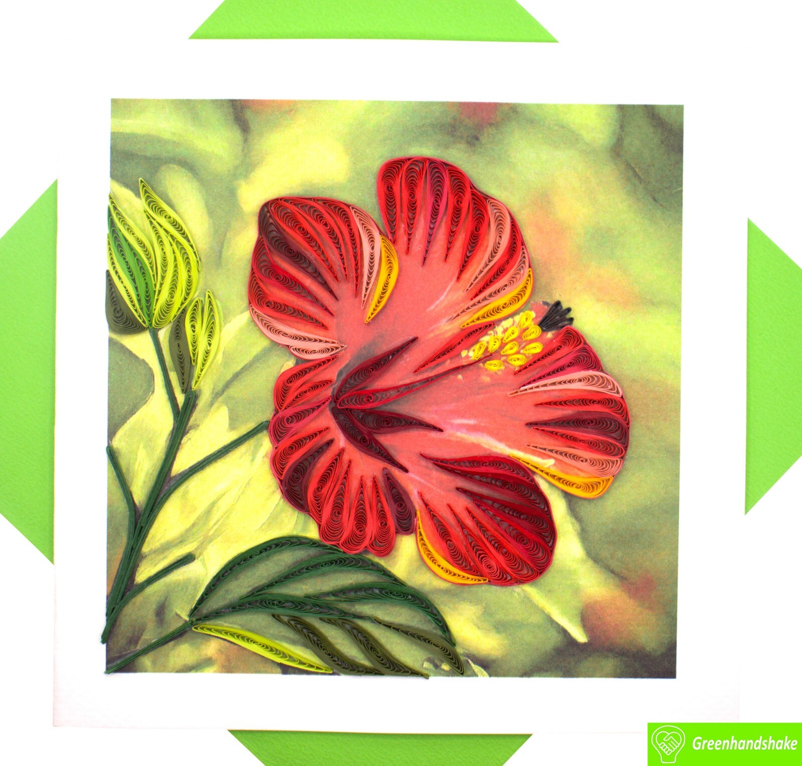 Hibiscus Flower Quilling Greeting Card - Unique Dedicated Handmade Art gallery