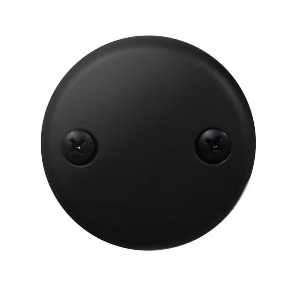 3-1/8 In. Two-Hole Bathtub Overflow Faceplate and Screws, Matte Black gallery