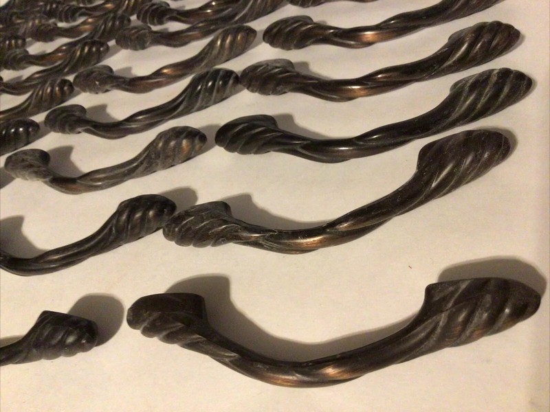 6 Copper Alloy Cabinet Drawer Pull 3 or 3 3/4 Twist Rope Braid Twisted Brown gallery