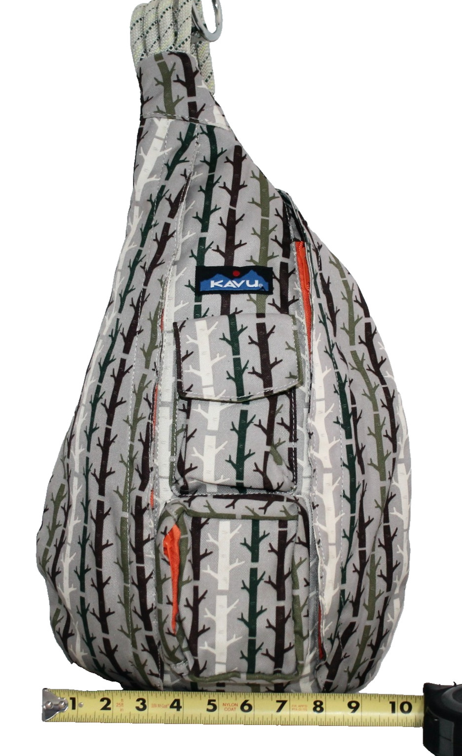KAVU 20" Rope Handle Sling Bag Backpack Gray Multi  Print Canvas 2