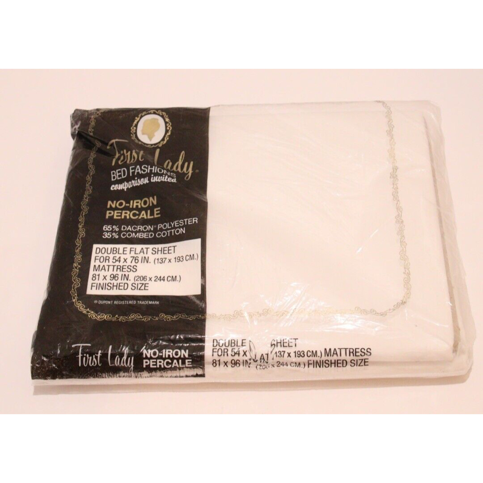 First Lady Double Full Flat Sheet Percale White No Iron 81x96 NEW gallery