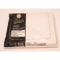 First Lady Double Full Flat Sheet Percale White No Iron 81×96 NEW