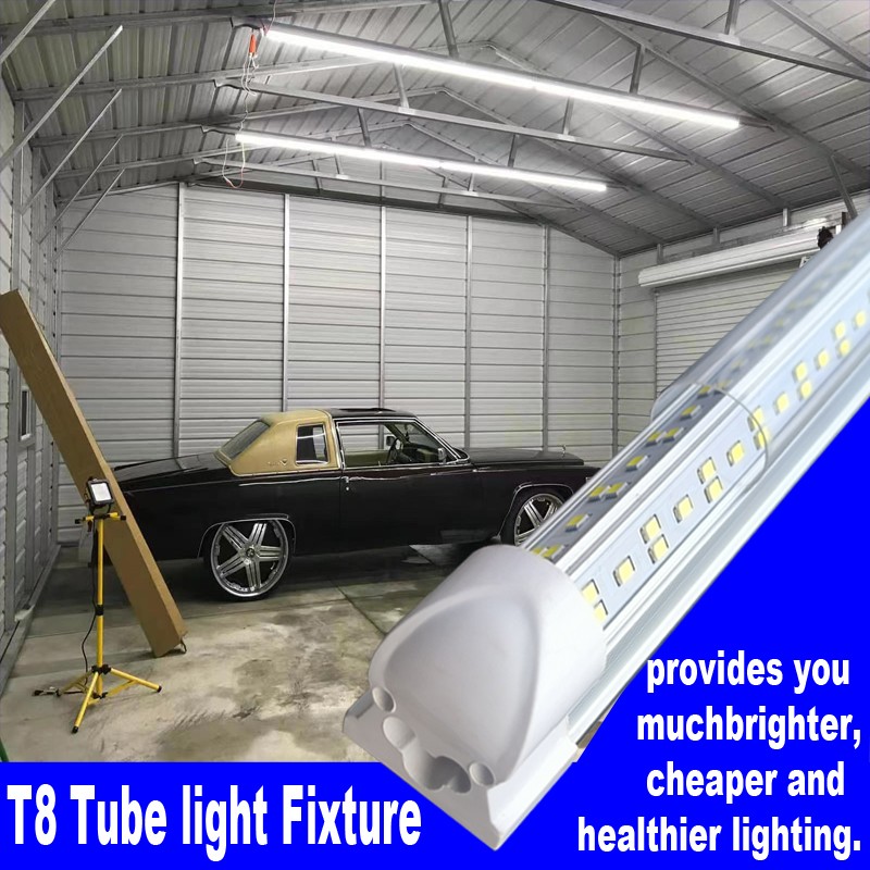 8FT LED Shop Light, v-Shape 144W Integrated LED Tube Light, Clear White, 12-48PC gallery