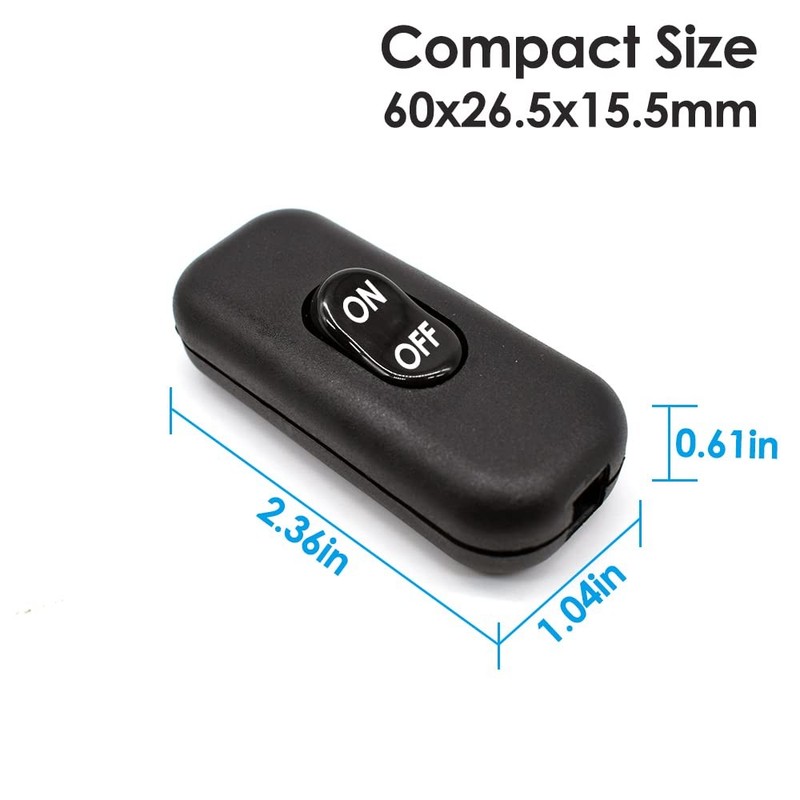 2 Pack Inline Cord Switch On/Off Electrical Wire Appliance Rocker Switch gallery