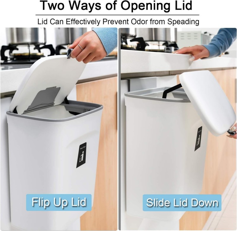 Kitchen Compost Bin 2.4 Gallon Odorless Hanging Trash Can with Lid gallery