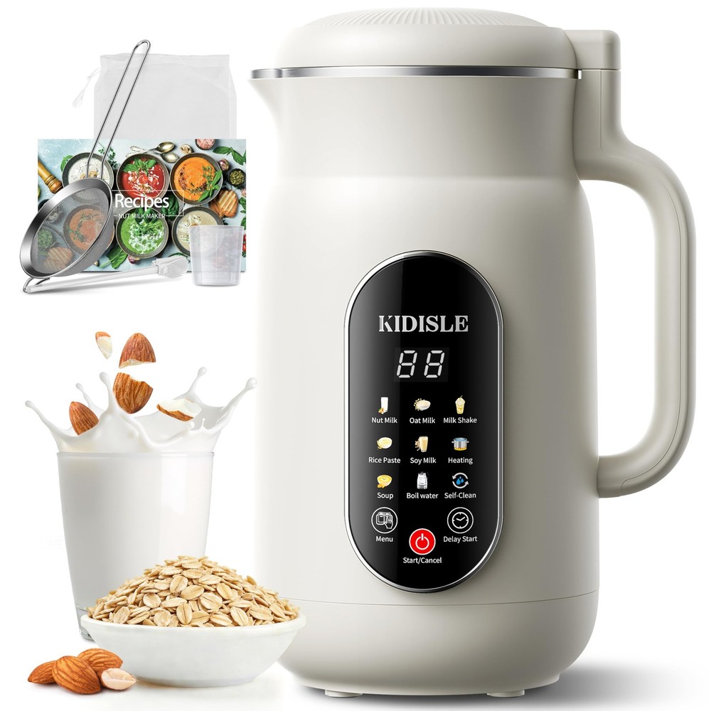 Nut Milk Maker Machine 51oz, 10-in-1 Soup Maker with 140℉ Heating & 8H Keep W...