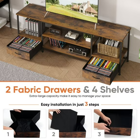63" TV Stand for 75" TVs, Media Console with Built-In USB, Type-C & AC Charging gallery