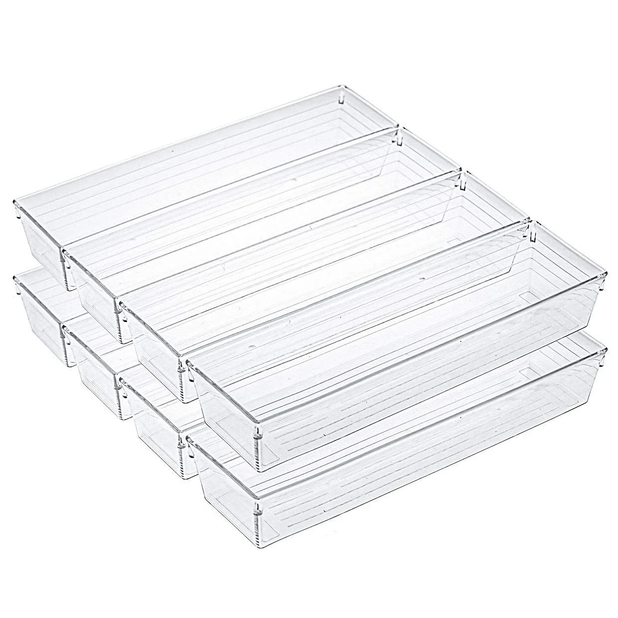 10 Pack 12 X 3 X 2 Inch Clear Drawer Organizer Trays, Desk Drawer Divider Sto... gallery