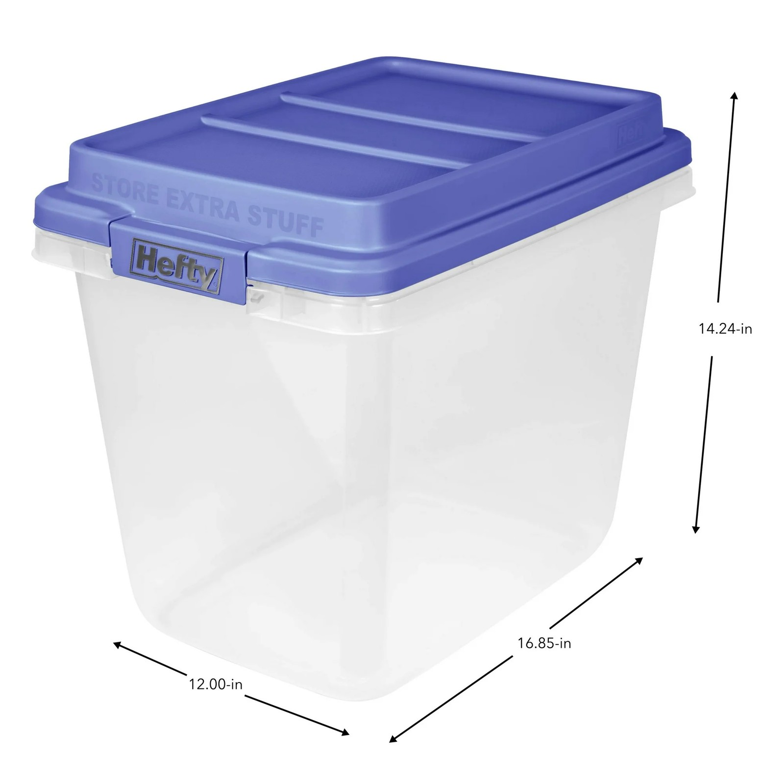 Hefty 6 Pack 32 Quart Hi-Rise Stackable Plastic Storage Bin with Lid, Clear/Blue gallery