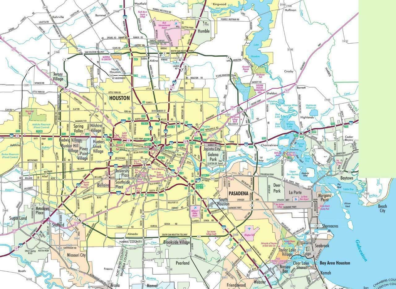 HOUSTON TEXAS MAP GLOSSY POSTER PICTURE PHOTO BANNER PRINT road city usa tx 5839 gallery