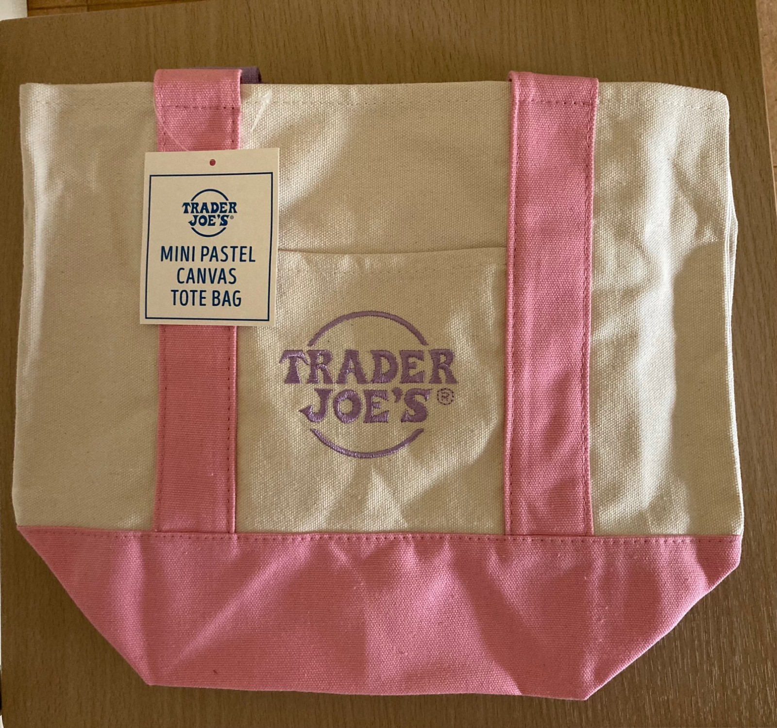 Trader Joe’s Mini Pastel Canvas Tote Bag Set Of 4 NWT Blue Green Pink Purple gallery