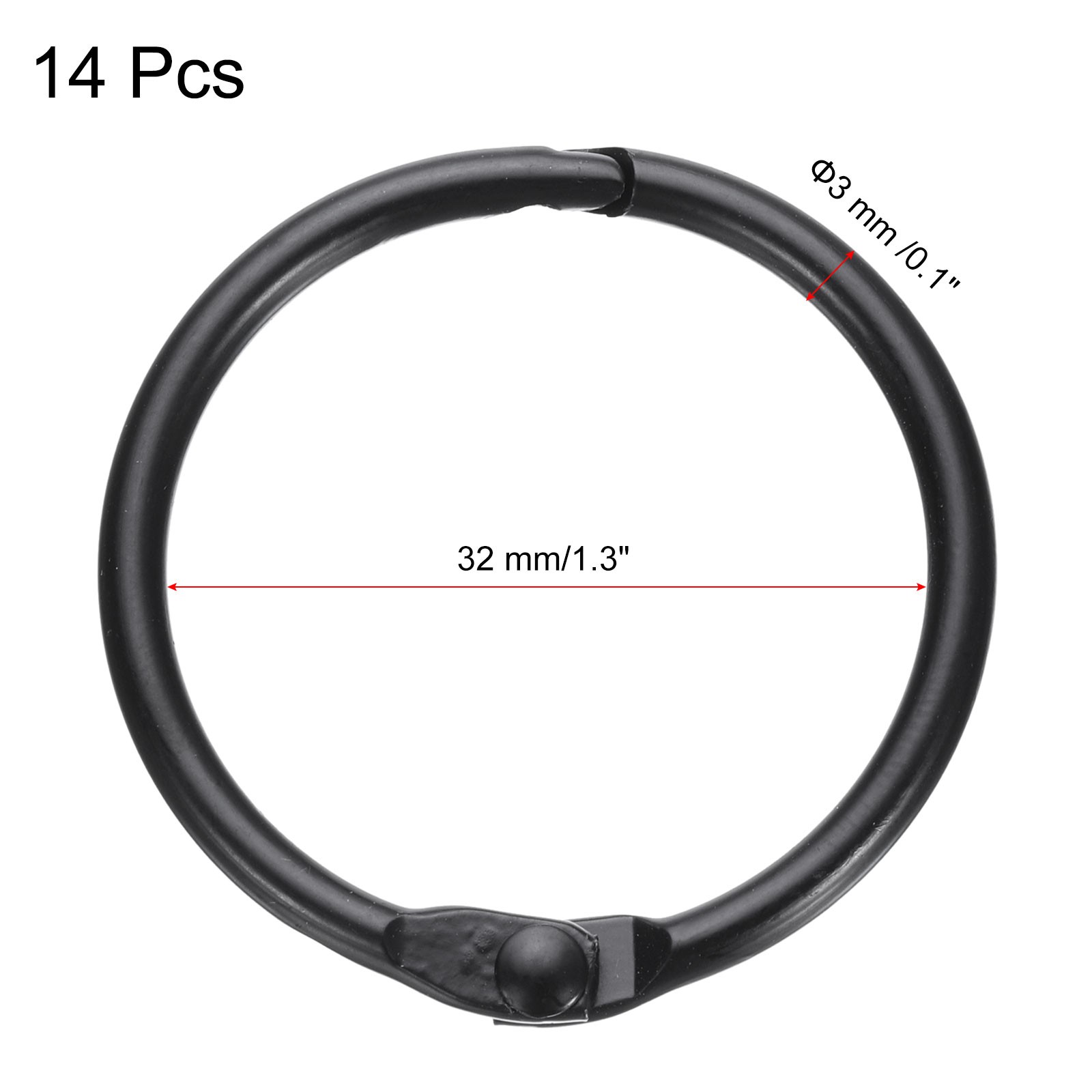 14pcs Shower Curtain Rings 1.3 Inch Round Snap Hooks for Curtain Rods Black gallery