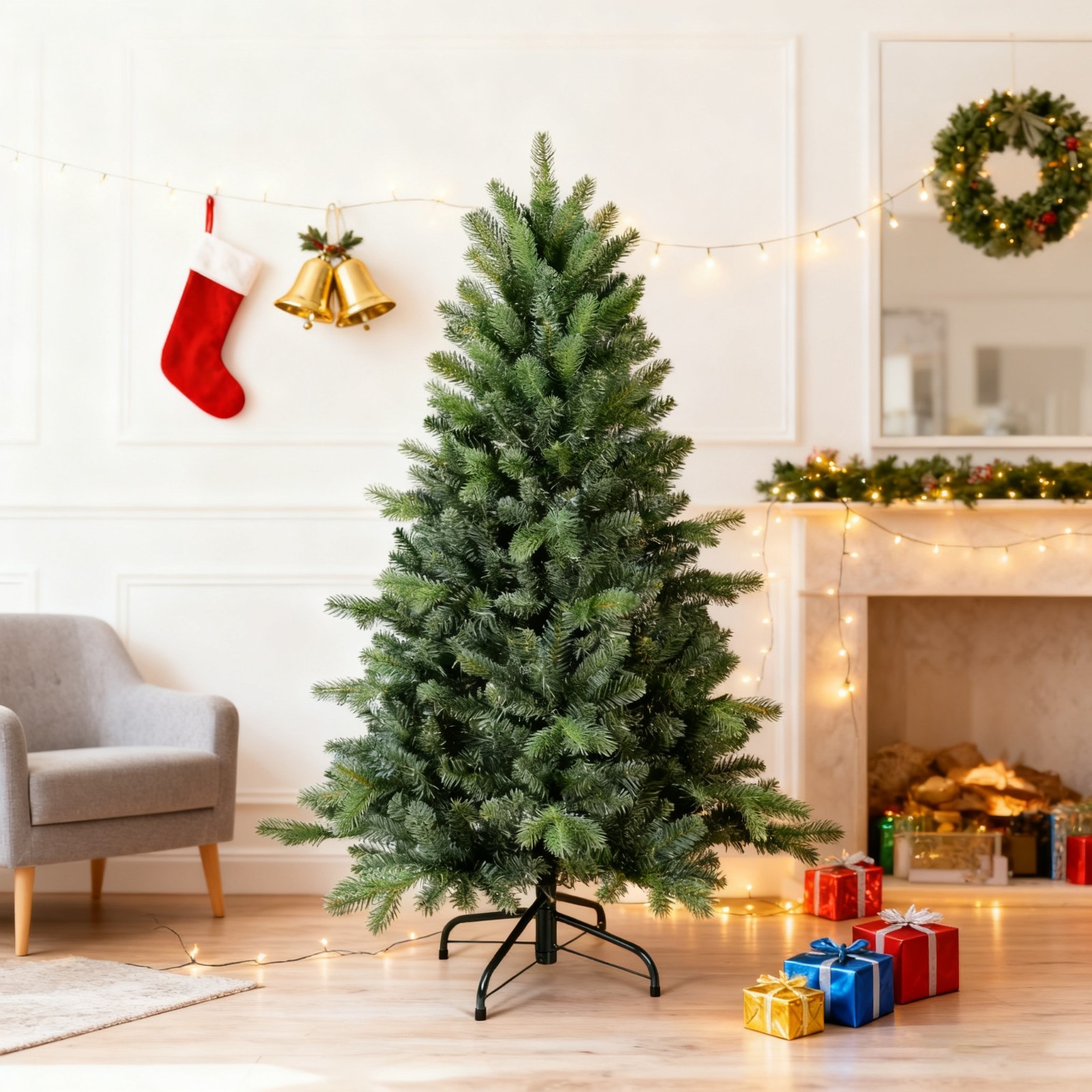 4-9ft Artificial Christmas Tree Blue Spruce Xmas tree & Foldable Base w/ Stand gallery